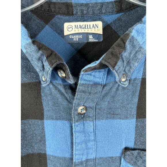 Magellan Long Sleeve Shirt Button Down Size XL Plaid Lotus Of 2 Blue & Gray - Picture 9 of 11